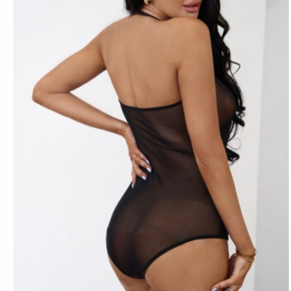 𝅺BLACK Strappy Lacy Bodysuit Teddy Lingerie. M-3XL - Picture 5 of 11